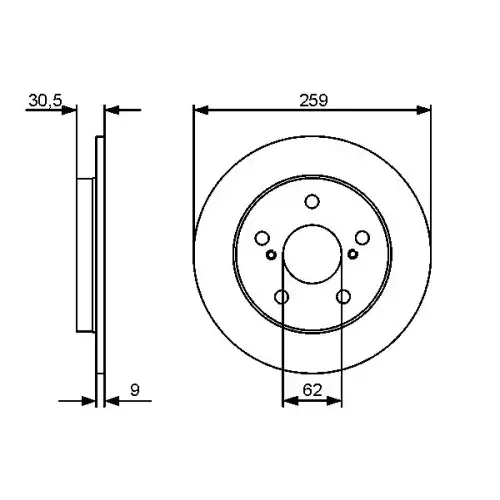 BOSCH Arka Fren Diski Düz 259 5Mm 0986479418