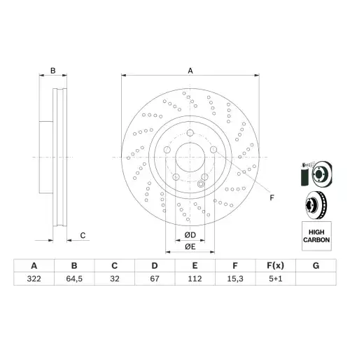 BOSCH Ön Fren Diski 322Mm 0986479408