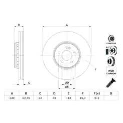 BOSCH Fren Diski Ön Adet 0986479G43