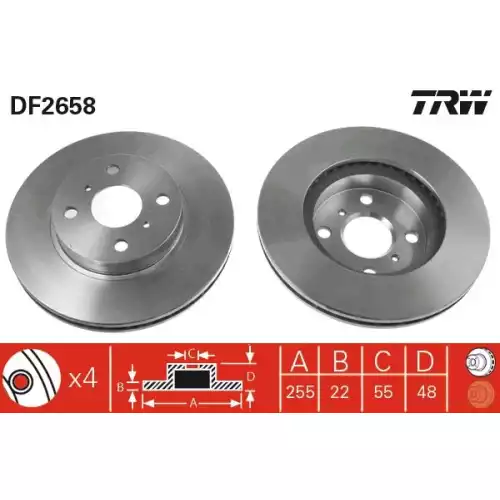 TRW Ön Fren Diski Havalı 255mmmm DF2658