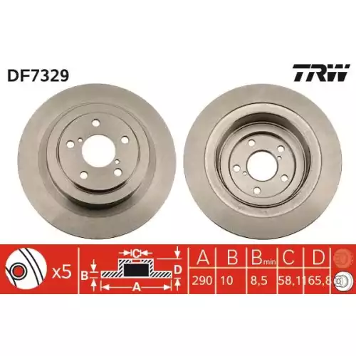 TRW Arka Fren Diski Düz DF7329