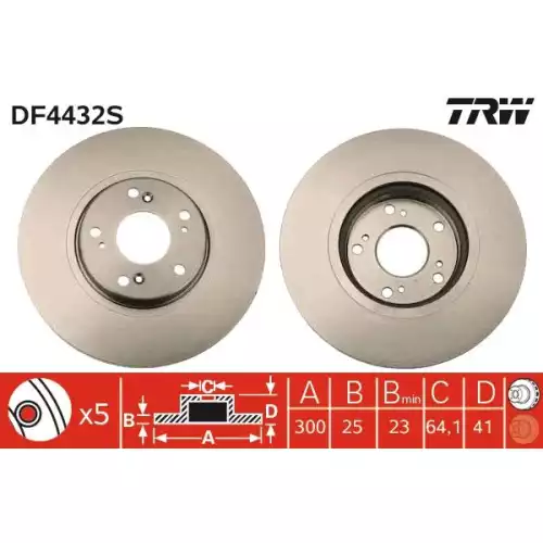 TRW Ön Fren Diski Havalı 300.5mm Takım DF4432S