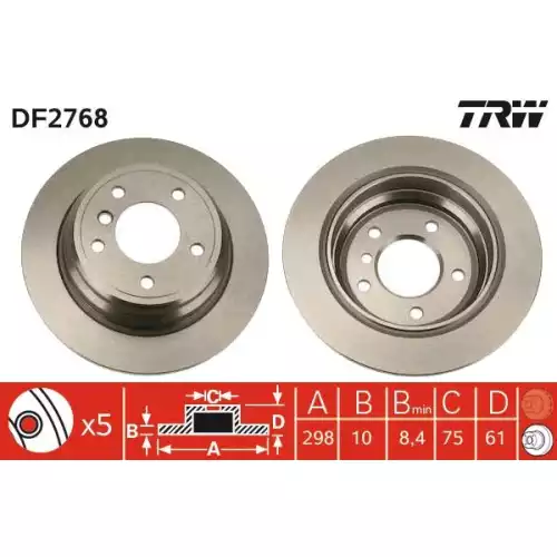 TRW Arka Fren Diski Düz DF2768