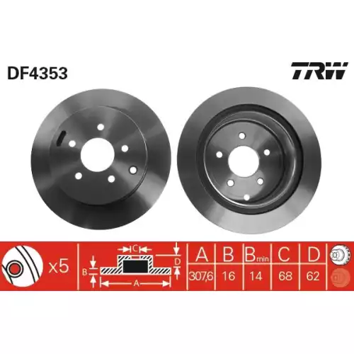 TRW Arka Fren Diski Havalı DF4353