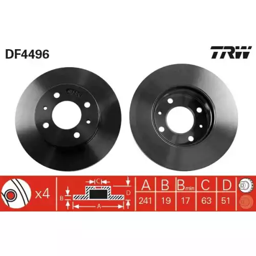 TRW Ön Fren Diski Havalı 242.4mm Takım DF4496