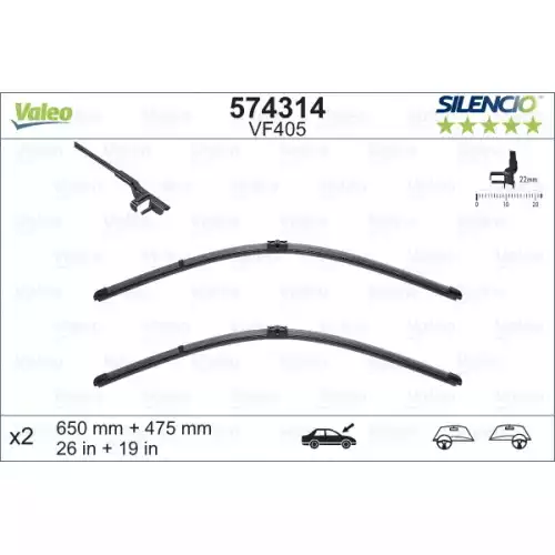 VALEO Silecek Süpürgesi Seti Yeni Tip 650 475mm 574314