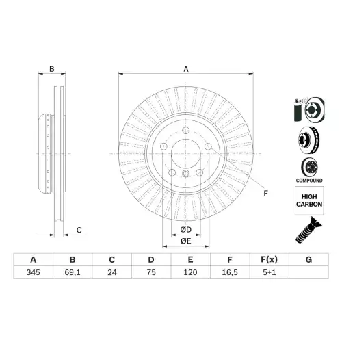 BOSCH Arka Fren Diski 0986479E08