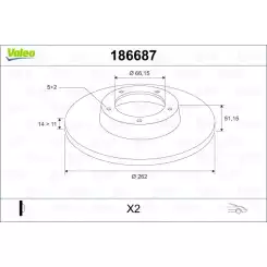 VALEO Ön Fren Diski Düz Takım 186687