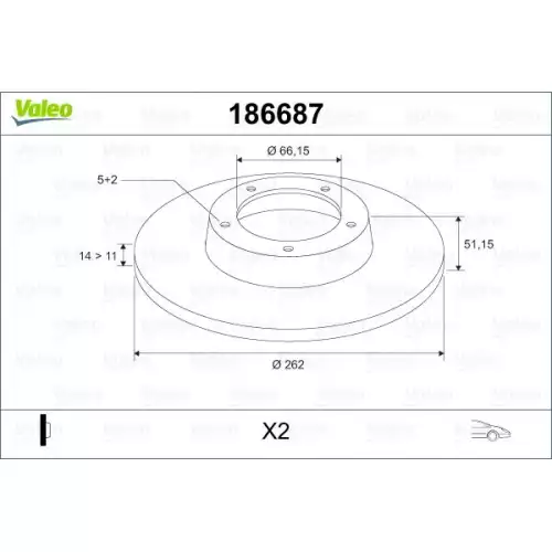 VALEO Ön Fren Diski Düz Takım 186687