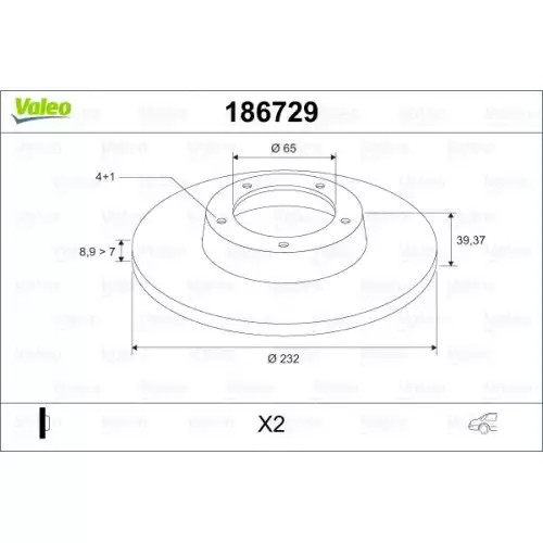 VALEO Arka Fren Diski Takım 186729