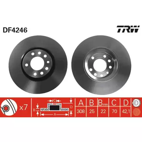 TRW Ön Fren Diski Havalı 308mm Takım DF4246