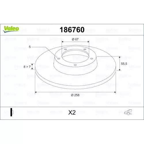 VALEO Arka Fren Diski Takım 186760