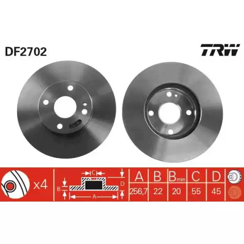 TRW Ön Fren Diski Havalı 257.4.mm DF2702