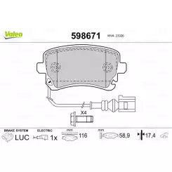 VALEO Arka Fren Balatası Tk 598671