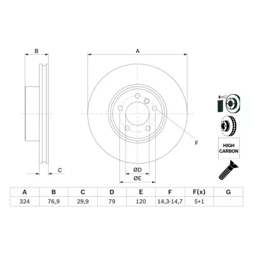 BOSCH Ön Fren Diski [324 / 30284 MM] 0986479115