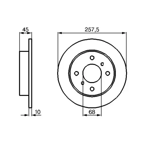 BOSCH Arka Fren Diski Düz Takım 258mm 0986478564