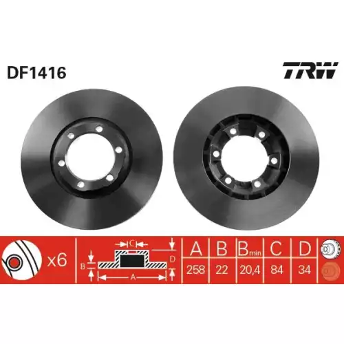 TRW Ön Fren Diski Havalı 258mmmm DF1416