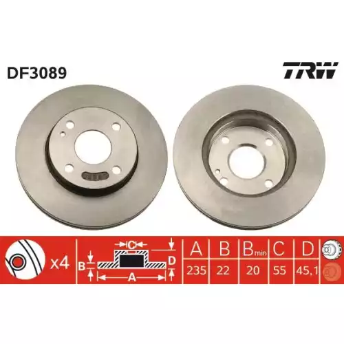 TRW Ön Fren Diski Havalı 235.4mm DF3089