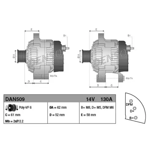 DENSO Alternatör 12V 140A DAN509