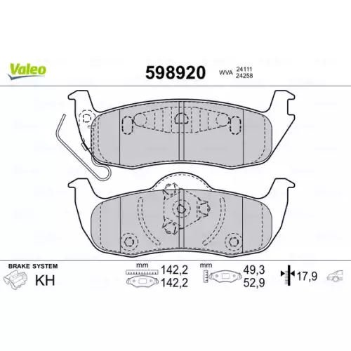 VALEO Arka Fren Balatası 598920