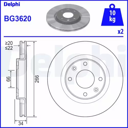 DELPHI Ön Fren Diski Havalı Takım BG3620