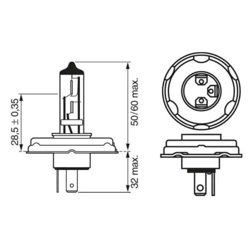 BOSCH Ampül 12V R2 Halogen P45T Pure Light 1987301021