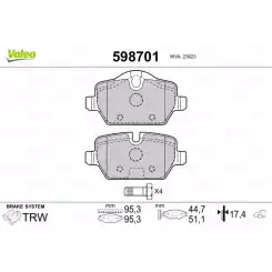 VALEO Arka Fren Balatası Tk 598701