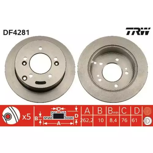 TRW Arka Fren Diski Düz DF4281