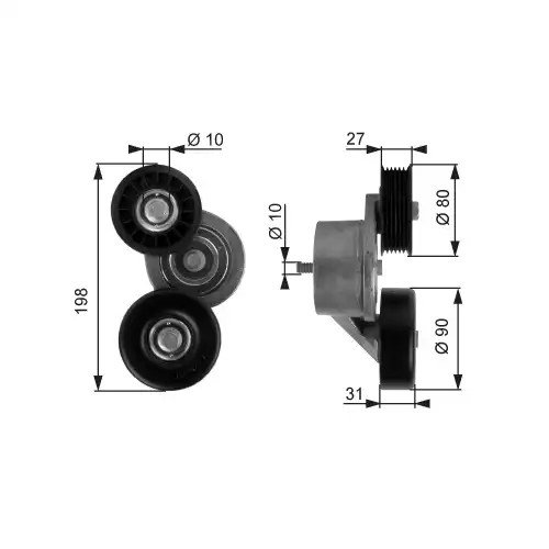 GATES Alternatör V Kayış Gergi Rulmanı Kütüklü T38167