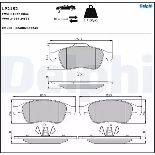 DELPHI Ön Fren Balatası Tk LP2152