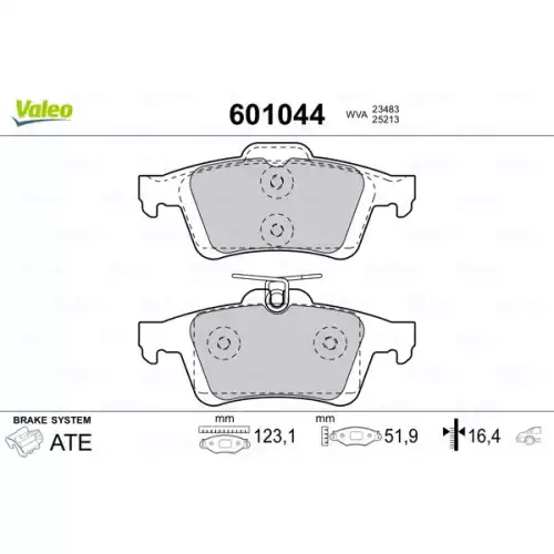 VALEO Arka Fren Balatası Tk 601044