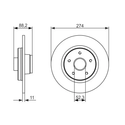 BOSCH Arka Fren Diski Düz Rulmansız 274Mm 0986479695