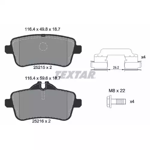 TEXTAR Arka Fren Balatası Tk 2521501