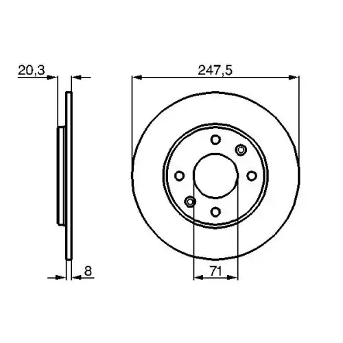 BOSCH Arka Fren Diski Düz 247Mm 0986478371