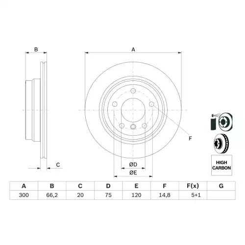 BOSCH Arka Fren Diski 300MM 0986479263