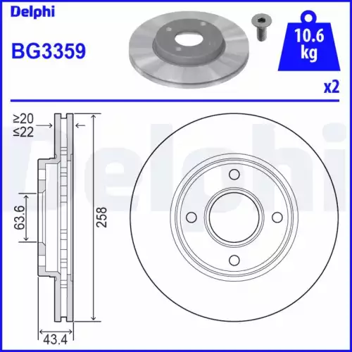 DELPHI Ön Fren Diski 258Mm BG3359