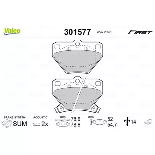 VALEO Arka Fren Balatası Tk 301577