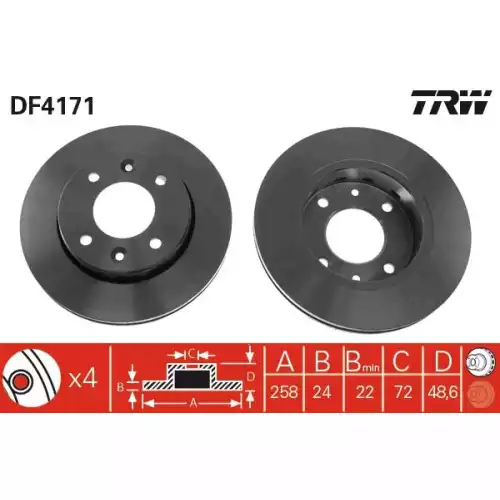 TRW Ön Fren Diski Havalı 258.4.mm DF4171