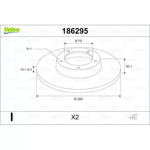 VALEO Arka Fren Diski Takım 186295