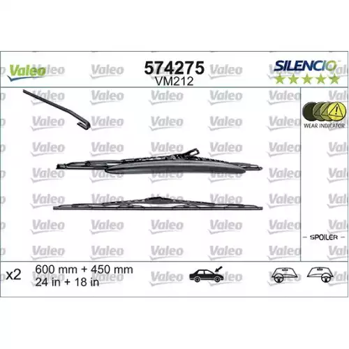 VALEO Ön Cam Silecek Süpürgesi Takım Sılencıo 600 450mm 574275