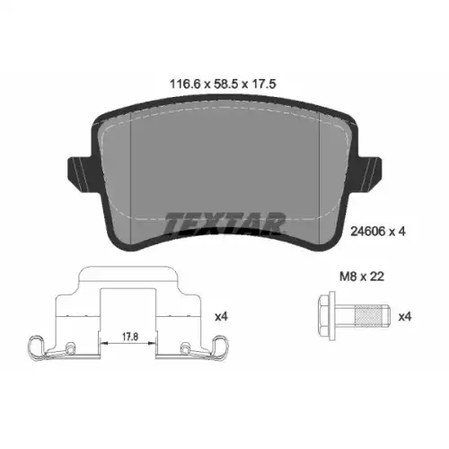 TEXTAR Arka Fren Balatası Fişsiz 2460602