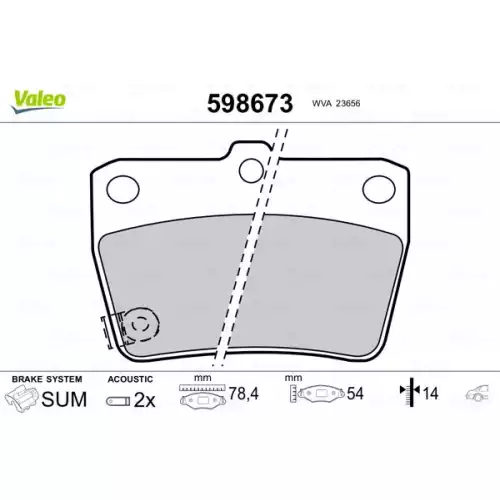 VALEO Arka Fren Balatası Tk 598673