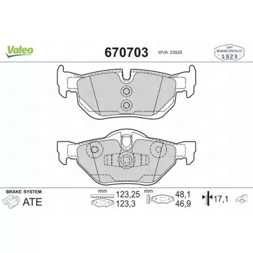 VALEO Arka Fren Balatası 670703