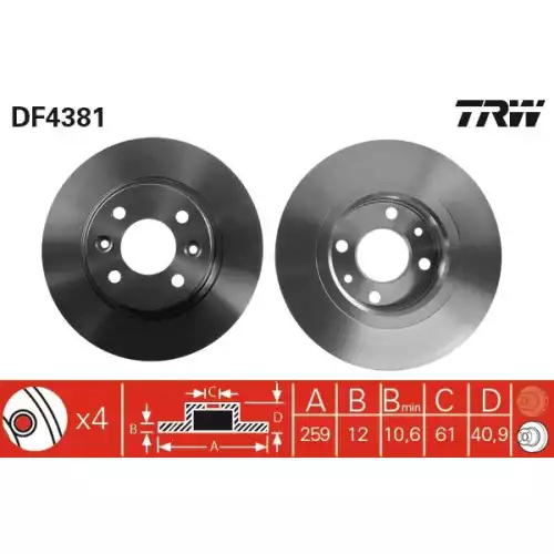 TRW Ön Fren Diski Takım DF4381