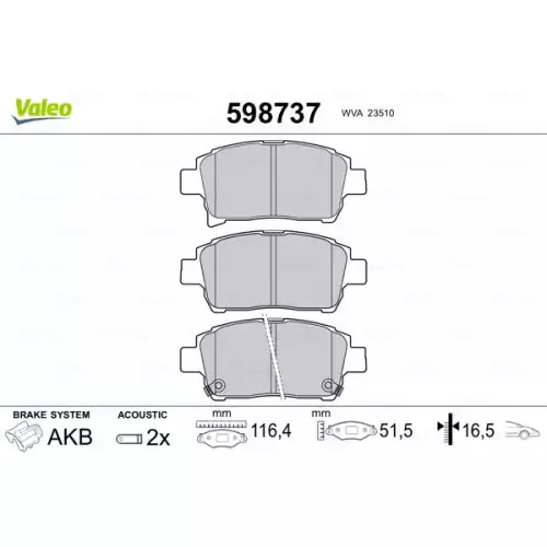 VALEO Ön Fren Balatası Tk 598737