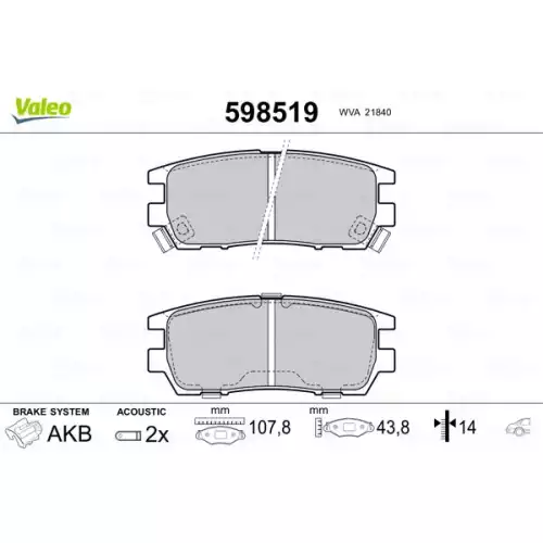 VALEO Arka Fren Balatası Tk 598519