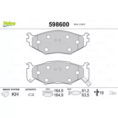 VALEO Ön Fren Balatası 598600