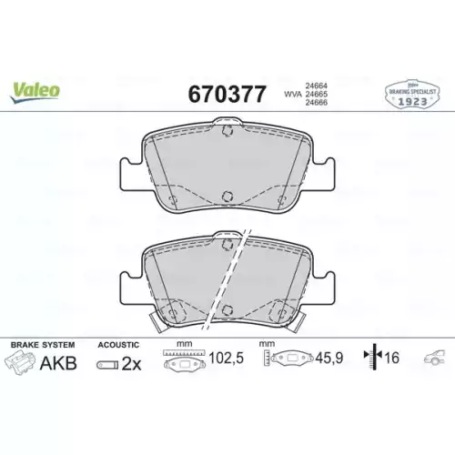 VALEO Arka Fren Balatası Tk 670377