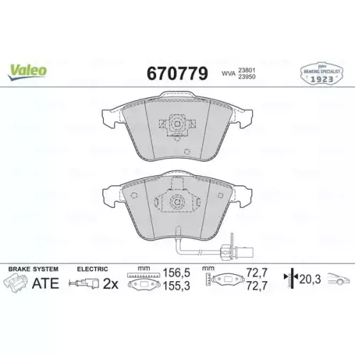 VALEO Ön Fren Balatası Fişli 670779