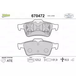 VALEO Arka Fren Balatası Tk 670472